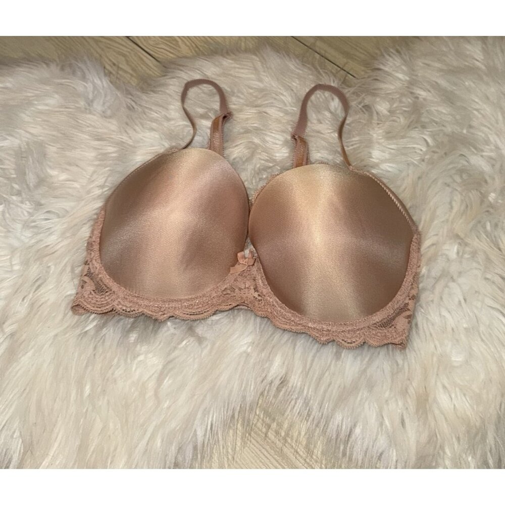 Victorias Secret Dream Angels Lined Demi Bra Lace UW Womens 32DDD Rose Beige
